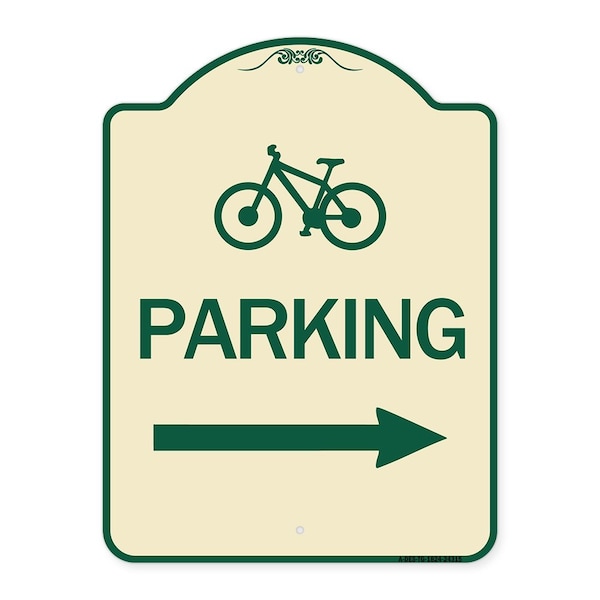 Bicycle Symbol Parking Right Arrow Heavy-Gauge Aluminum Architectural Sign, 24" x 18", TG-1824-24315
